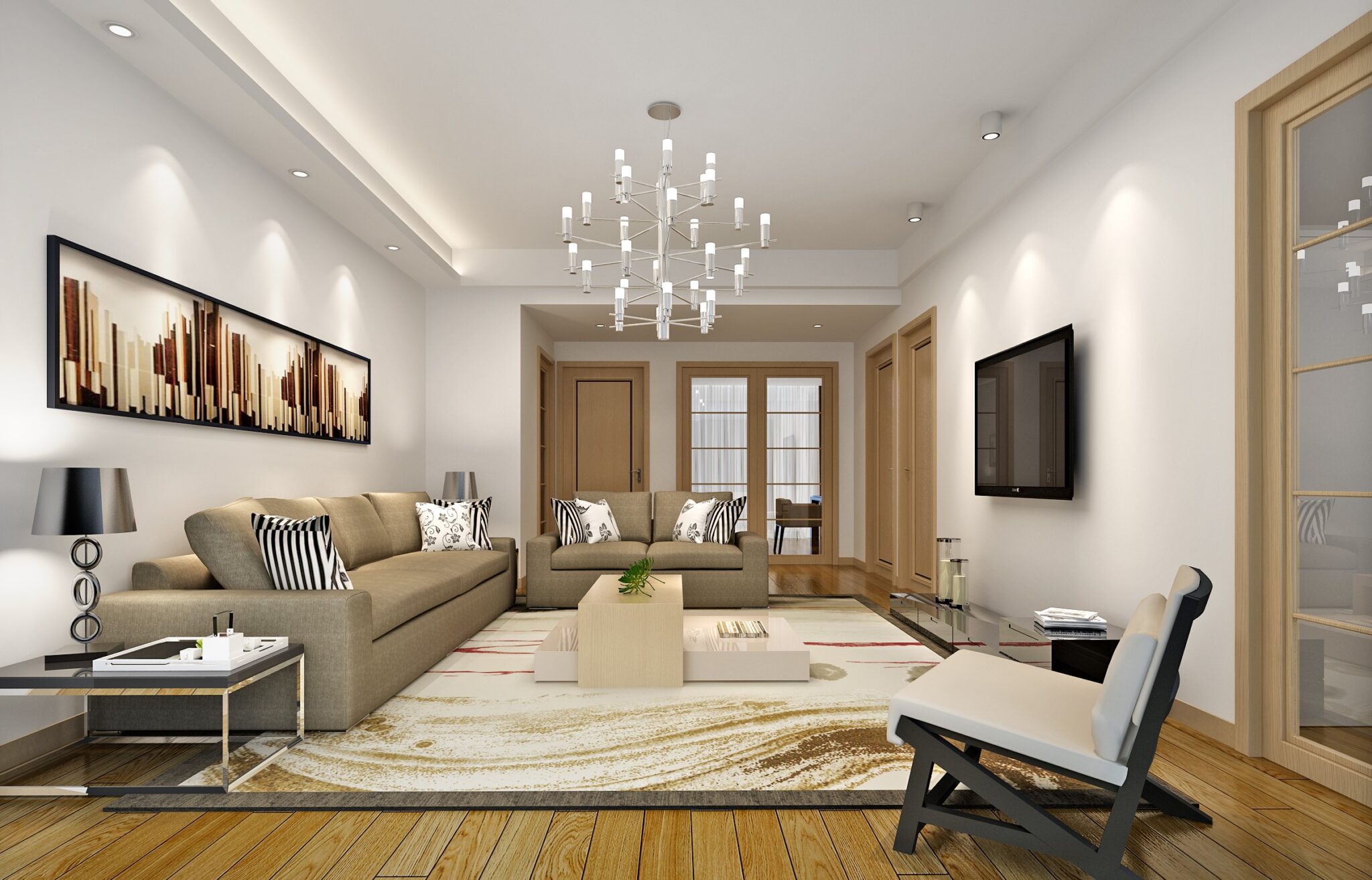 Modern Living Room with Elegant Beige Interiors – CL101 ...