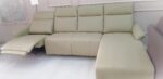 L-shape recliner sofa with premium fabric upholstery in a modern living room setting