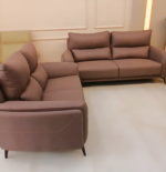 Modern 3+2 sofa set with minimalist design, featuring premium fabric upholstery and metal legs in a stylish living room setup